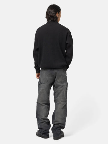 AURALEE Super Fine Wool Rib Knit Turtle Neck Black, Sweaters