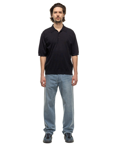 AURALEE Super High Gauge Cotton Knit Polo Dark Navy, Shirts