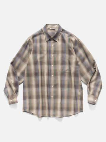 AURALEE Super Light Wool Check Shirt Brown Blue Check, Shirts