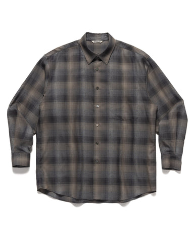 AURALEE Super Light Wool Check Shirt Charcoal Gray Check, Shirts