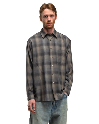 AURALEE Super Light Wool Check Shirt Charcoal Gray Check, Shirts