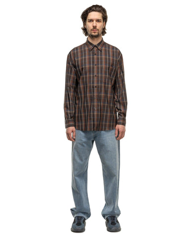 AURALEE Super Light Wool Check Shirt Dark Brown Check, Shirts