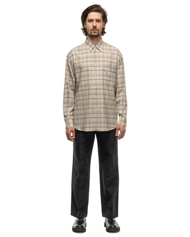 AURALEE Super Light Wool Check Shirt Light Beige Check, Shirts