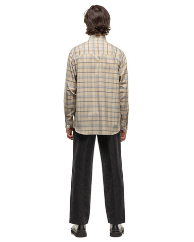 Super Light Wool Check Shirt Light Beige Check - HAVEN