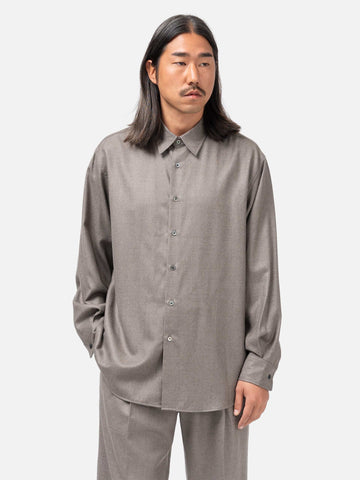 AURALEE Super Light Wool Shirt Top Brown, Shirts