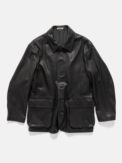 AURALEE Textured Lamb Leather Blouson Black, Leather Jackets