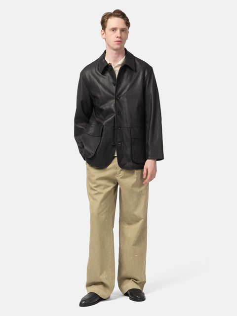 AURALEE Textured Lamb Leather Blouson Black, Leather Jackets