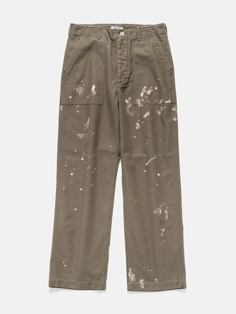 AURALEE Washed Baggy Satin Bleached Baker Pants Khaki Brown, Pants