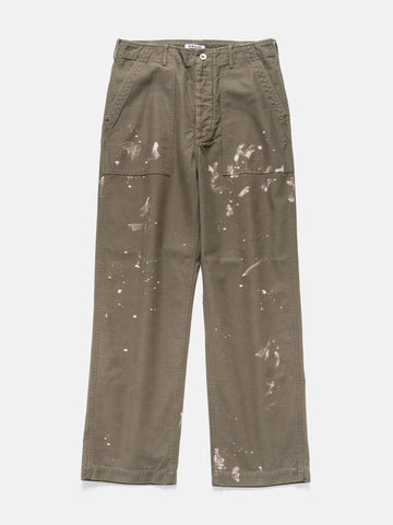 AURALEE Washed Baggy Satin Bleached Baker Pants Khaki Brown, Pants