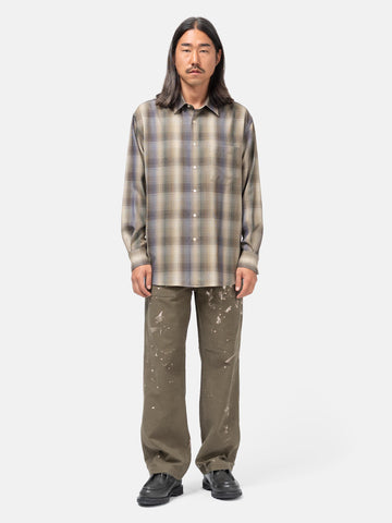 AURALEE Washed Baggy Satin Bleached Baker Pants Khaki Brown, Pants