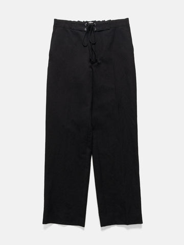 AURALEE Wool Cotton Linen Ox Drawstring Pants Black, Pants