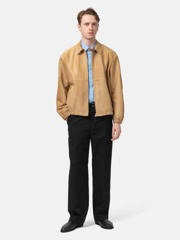 AURALEE Wool Cotton Linen Ox Drawstring Pants Black, Pants