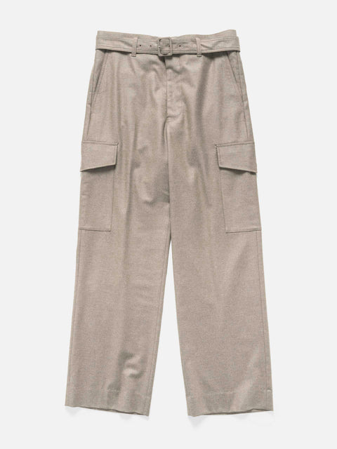 AURALEE Wool Fulling Flannel Cargo Slacks Top Brown, Pants