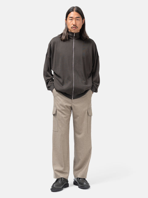 AURALEE Wool Fulling Flannel Cargo Slacks Top Brown, Pants