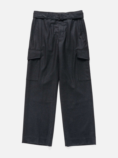 AURALEE Wool Fulling Flannel Cargo Slacks Top Charcoal, Pants