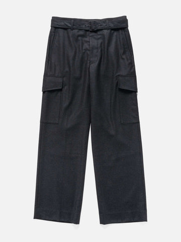 AURALEE Wool Fulling Flannel Cargo Slacks Top Charcoal, Pants