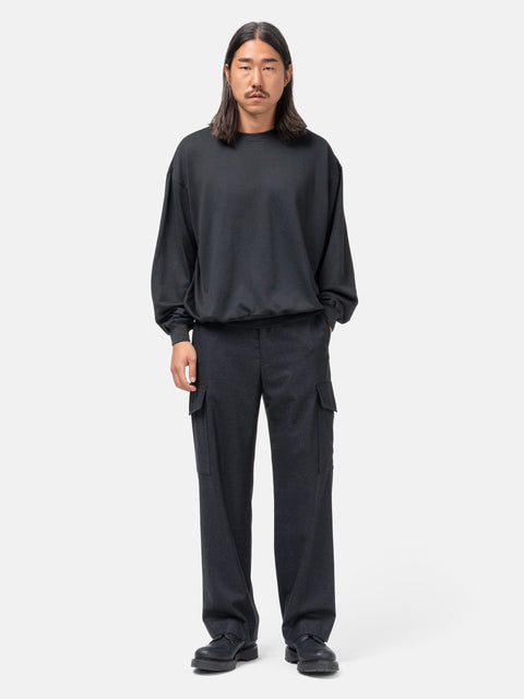 AURALEE Wool Fulling Flannel Cargo Slacks Top Charcoal, Pants