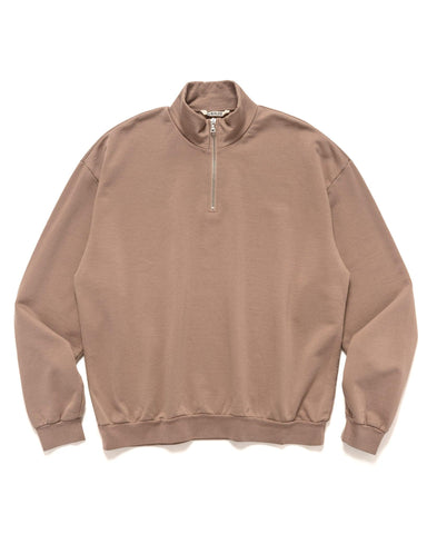 AURALEE Elastic High Gauge Sweat Half Zip P/O Grey Beige, Sweaters