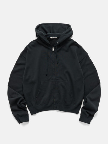 AURALEE High Twist Light Sweat Zip Parka Ink Black, Hoodies