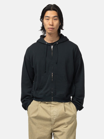 AURALEE High Twist Light Sweat Zip Parka Ink Black, Hoodies