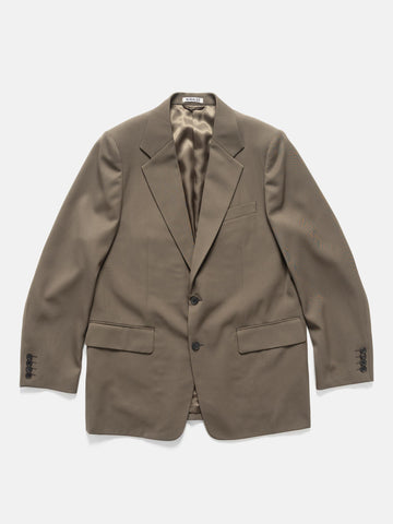 Flat shot of the AURALEE Light Wool Max Gabardine Jacket Dark in Olive Brown