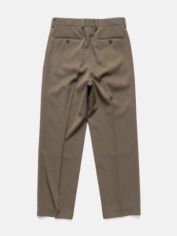 Flat shot of the back of the AURALEE Light Wool Max Gabardine Two-Tuck Slacks Dark in Olive Brown