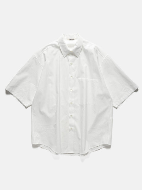 AURALEE Washed Finx Twill Big Half Sleeved Shirt White, Shirts