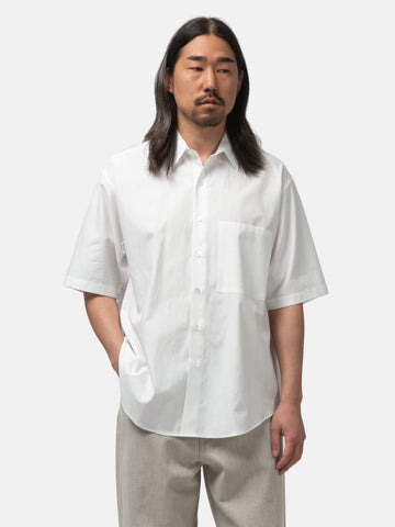 AURALEE Washed Finx Twill Big Half Sleeved Shirt White, Shirts
