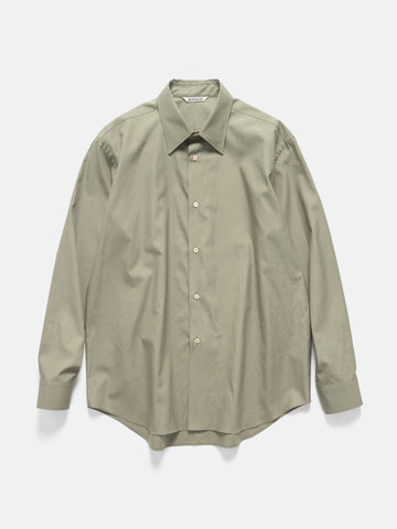 Flat shot in studio of the AURALEE Washed Finx Twill Shirt in Olive
