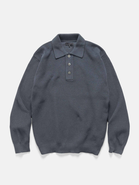 BEAMS 12 Gauge Knit Polo Charcoal Grey, Polos