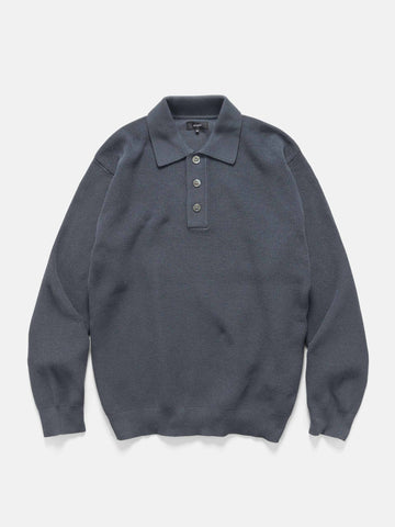 BEAMS 12 Gauge Knit Polo Charcoal Grey, Polos