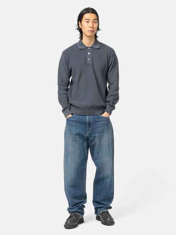 BEAMS 12 Gauge Knit Polo Charcoal Grey, Polos