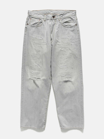 BEAMS 5 Pockets Damage Denim Fade Grey, Jeans
