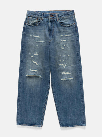 BEAMS 5 Pockets Damage Denim Indigo Used, Jeans