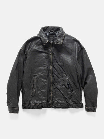 BEAMS Aging Leather Blouson Black, Leather Jackets