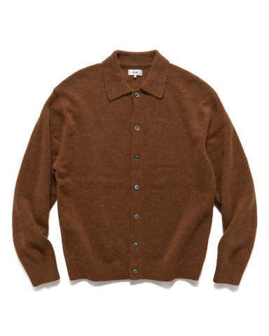 BEAMS Alpaca Mix Polo Cardigan Light Brown, Knits