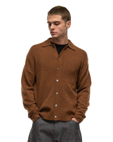 BEAMS Alpaca Mix Polo Cardigan Light Brown, Knits