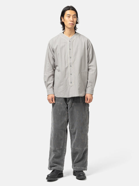 BEAMS Baseball Stripe Shirt Grey, Shirts