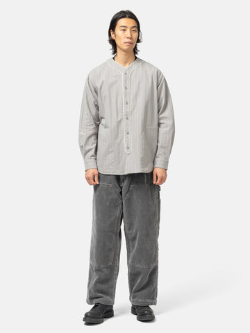 BEAMS Baseball Stripe Shirt Grey, Shirts