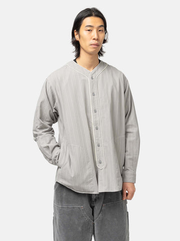 BEAMS Baseball Stripe Shirt Grey, Shirts