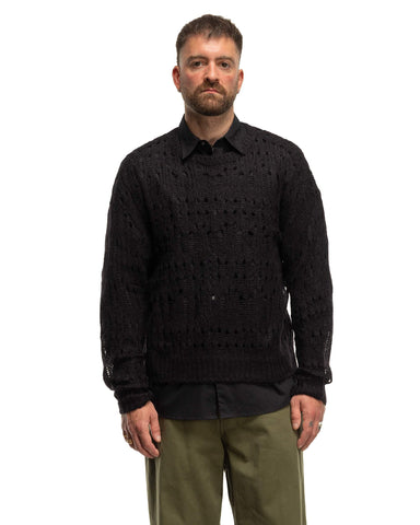 BEAMS Crochet Sweater Black, Knits