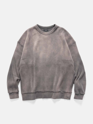 BEAMS Faded Heavyweight Waffle T-Shirt Charcoal Grey, Sweatshirts