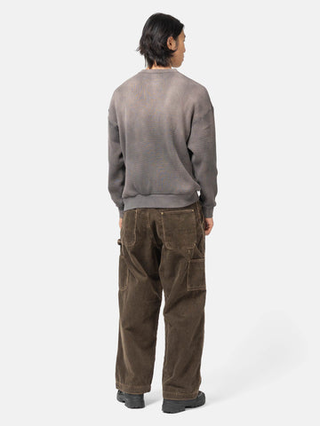 BEAMS Faded Heavyweight Waffle T-Shirt Charcoal Grey, Sweatshirts