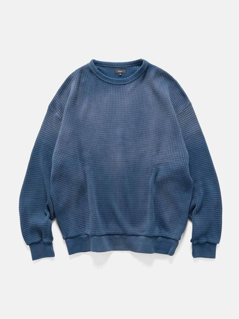 BEAMS Faded Heavyweight Waffle T-Shirt Navy, Sweatshirts
