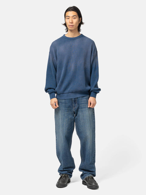 BEAMS Faded Heavyweight Waffle T-Shirt Navy, Sweatshirts