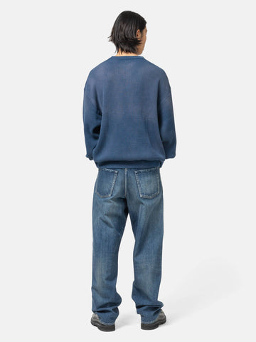 BEAMS Faded Heavyweight Waffle T-Shirt Navy, Sweatshirts