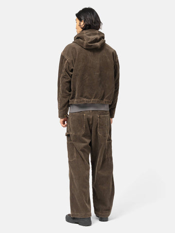 BEAMS Faded Corduroy Hooded Blouson Brown, Jackets