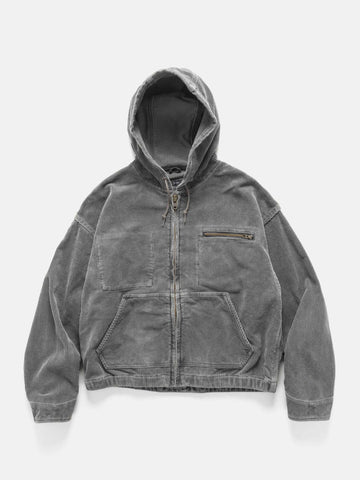 BEAMS Faded Corduroy Hooded Blouson Charcoal Grey, Jackets
