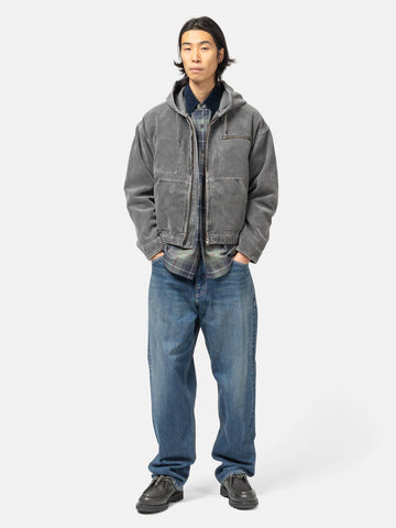 BEAMS Faded Corduroy Hooded Blouson Charcoal Grey, Jackets