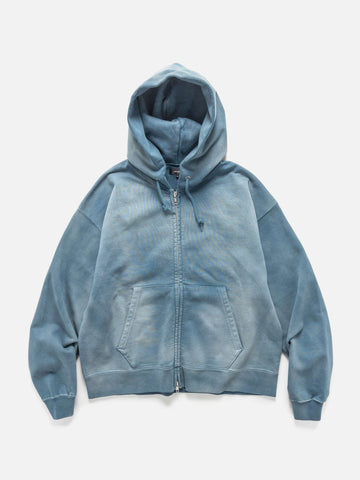 BEAMS Short Fit Faded Full Zip Hoodie Blue, Hoodies